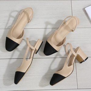 Cap toe slingback flat